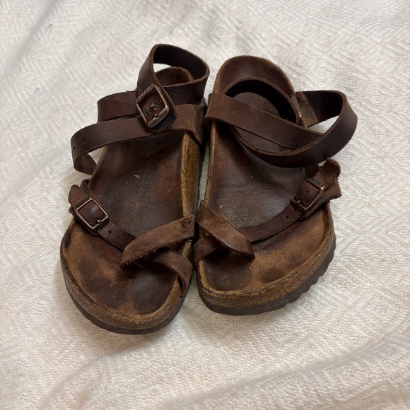 Birkenstock Yara  Brown Leather Ankle Strap Sandals - Picture 3 of 9